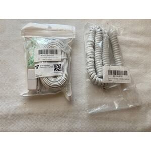 25' Phone Extension Cord Cable Clip 15' White Cord Handset Cable Telephone Lot 2